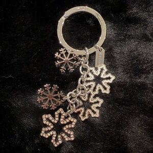 Coach Silver and Rhinestone Snowflake Keychain